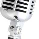 Pyle Classic Retro Dynamic Vocal Microphone - Old Vintage Style Unidirectional Cardioid Mic with XLR Cable - Universal Stand Compatible - Live Performance In Studio Recording - PDMICR42SL (Silver)