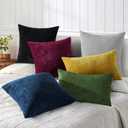 decorUhome Chenille Black Throw Pillow Covers 18x18 Inch Set of 2, Decorative Soft Couch Pillow Covers Solid Dyed Accent Farmhouse Neutral Square Pillow Cases for Sofa