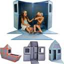 Superspace Giant Magnetic Fort Building Panels - The Big Set, Blue, 24 Panels, Life-Size Magnetic Tiles Kids, Build Forts Castles Rockets, STEM Toy Ages 3-10+, Eco-Felt, Indoor & Outdoor, Large (Gray)
