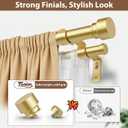 TONIAL Gold Double Curtain Rods for Windows, 72-150 Inch, Simple Finials