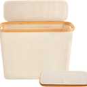 22L Toilet Paper Storage Basket with Lid and Handle, Collapsible Toilet Paper Organizer Bathroom Free Standing Holder Slim Narrow Bin Container for 12-roll Towels or Toys Clothes Organizing (Beige)