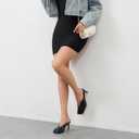 Womens Kitten Heels Square Closed Toe Stiletto Mule Heels Slip on Sandals Comfort Dress Party Pumps (Black)