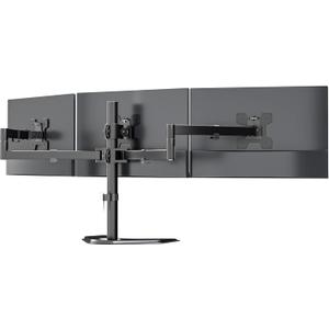 WALI Triple Monitor Stand, Free Standing Three LCD Monitor Fully Adjustable Desk Mount Fits 3 Screens up to 27 inch, 22 lbs Weight Capacity per Arm (MF003), Black 