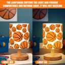 VIHOSE Basketball Kids Table Lamp for Bedroom Kids Bedside Lamp with Linen Wooden Nightstand Cartoon Nursery Lampshade for Girls Boys Living Room