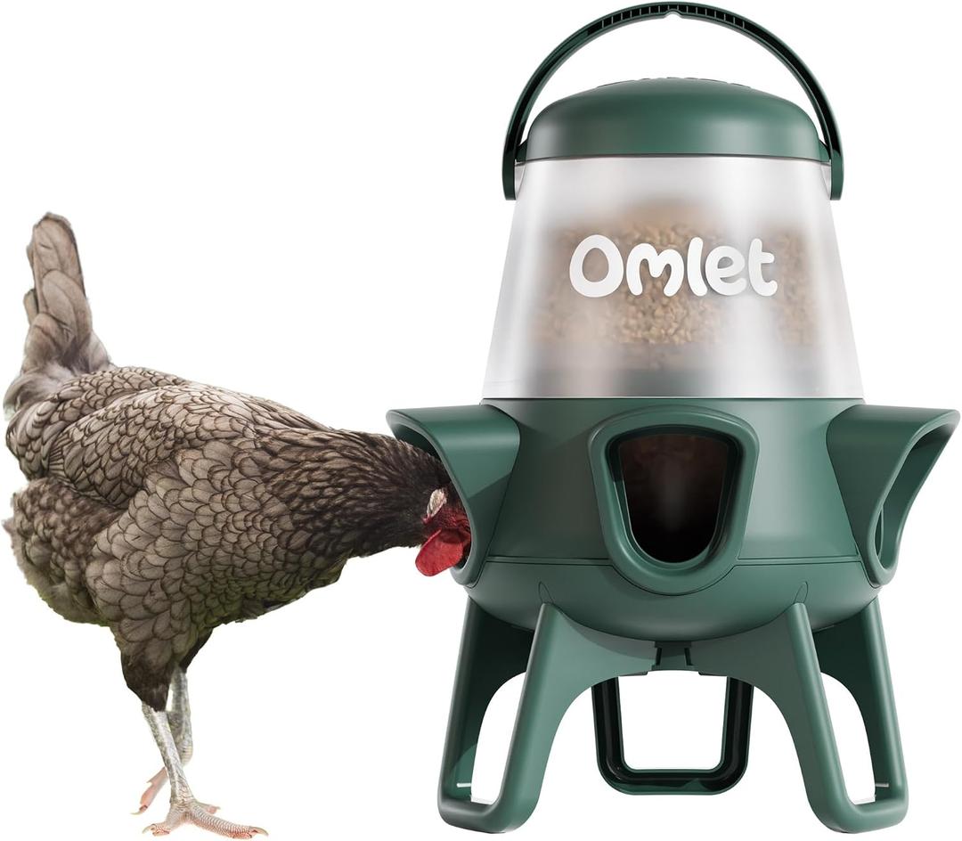 Omlet No Waste Chicken Feeder | No Spill Poultry Feeder | BPA Free 5 Anti-Bully Ports | Easy to Clean | Feeds 6 Hens for 7 Days | 12lb