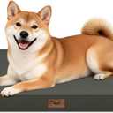 Outdoor Dog Bed for Medium Dogs, Waterproof Dog Crate Mat Orthopedic Egg Crate Foam Pet Bed with Washable Removable Oxford Cover, Brown