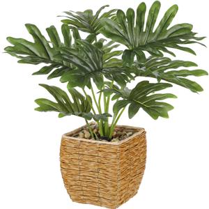 Briful Fake Plants Potted Monstera Artificial Plants Indoor Realistic Greenery Faux Plants in Square Plastic Rattan Baskets for Home Decor Farmhouse Office Weddings