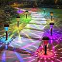 Garden Decor Solar Lights Outdoor Waterproof Outdoor Decor Solar Pathway Lights Color Changing Light for Patio Driveway Walkway Yard Backyard Lawn Landscape Decor (4 Pack)