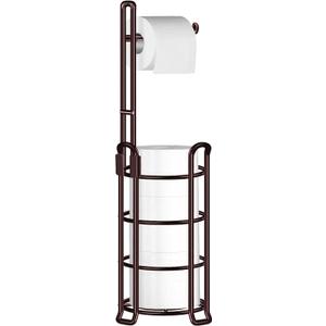 TomCare Toilet Paper Holder Toilet Paper Stand and Dispenser for 4 Mega Rolls Metal Wire Free-Standing Toilet Tissue Paper Roll Storage Shelf Bathroom Accessories Storage Organizer Bronze