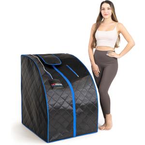 TopMaster Foldable Infrared Sauna, Portable Sauna for Home, Sauna Tent Sauna Box Portable, Indoor Portable Sauna with Foldable Chair, Wired Controller - Sauna Box for Home 1050W Power, Max 140F Black