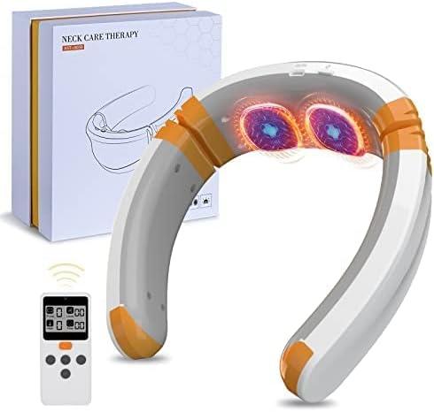 FSA Eligible Neck Massager with Heat for Pain Relief,Wearable Deep Tissue Trigger Point Massager with 9 Modes 50 Levels,Cordless for Home Travel Use (White)