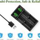 3.7 USB Battery Charge, 2 Bay LCD Display Smart Universal USB Battery Chargers for Flashlights, Headlamps, Doorbells, RC Cars, Outdoor Garden Lights, etc