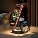 2026 Upgraded4 in 1 Wireless Charger, 3 in 1 Wireless Charging Station with Night Light for MagSafe Charger, 15W Magnetic Travel Stand for iPhone17/Air/Pro/Max/16/15/14, Apple Watch, Airpods (Black)