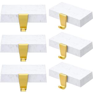 Zhengmy 6 Pcs Christmas Stocking Holders for Mantel Metal Hanging Hooks Stocking Hangers for Fireplace Xmas Party Decoration(Marble Color)