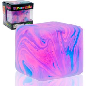 Squishy Sensory Fidget Toys Stress Cube, Gel Filled Stretchy Stress Balls for Kids Adults, Soft Ice Cube Sugar Ball for Boys Girls, Slow Rising Squishies Squeeze Balls Anxiety Relief for Autism, Gifts