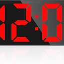 LOFICOPER Digital Alarm Clock, 6.5'' LED Alarm Clock for Bedroom, Electric Desk Clock with USB Port, Snooze, Adjustable Brightness, Work Day Mode, Black Case and Red Digit