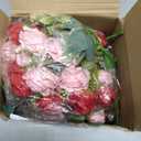 Zeyune 8 Pack 12 Inch Mini Red and Pink Artificial Rose Bouquet 80 Heads Fake Silk Roses Flowers Bunches with Stems Wedding Bouquets for Bride Bridesmaid Valentine's Day Decorations