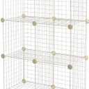 Amazon Basics 6 Cube Wire Grid Stackable Storage Shelves, 12.6 x 26 x 38 inches, White