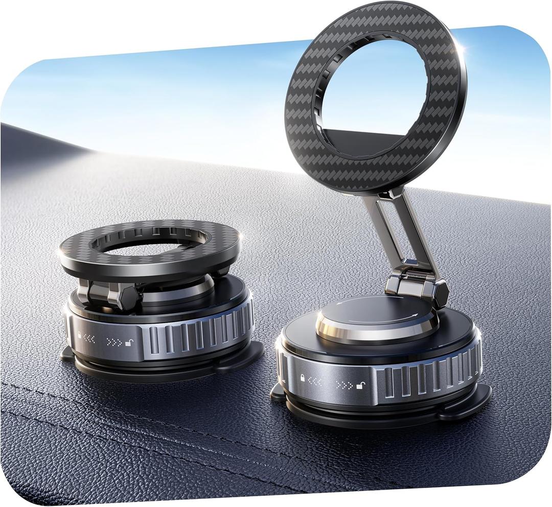 snanlen 2026 Upgraded Car Phone Holder for Magsafe [108LBS Strongest Suction] 360 Adjustable Vacuum Magnetic Phone Holders, Cell Phone car Mount for iPhone 17 Pro Max 16 15 14 13 12 Air Plus (Black)