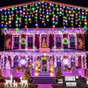 Icicle lights Outdoor - 66ft Christmas Lights with 640LED 120 Drops 8 Modes, Plug in Curtain String Lights Waterproof for Holiday Wedding Party Home Garden Bedroom Indoor Outdoor Decoration,Multicolor