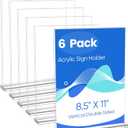 6 Pack Acrylic Sign Stands 8.5 x 11, Clear Double Side T Shape Acrylic Table Signs for Displaying, Flyer Holder Paper Card Holder for Office Business Store Mall Restaurants