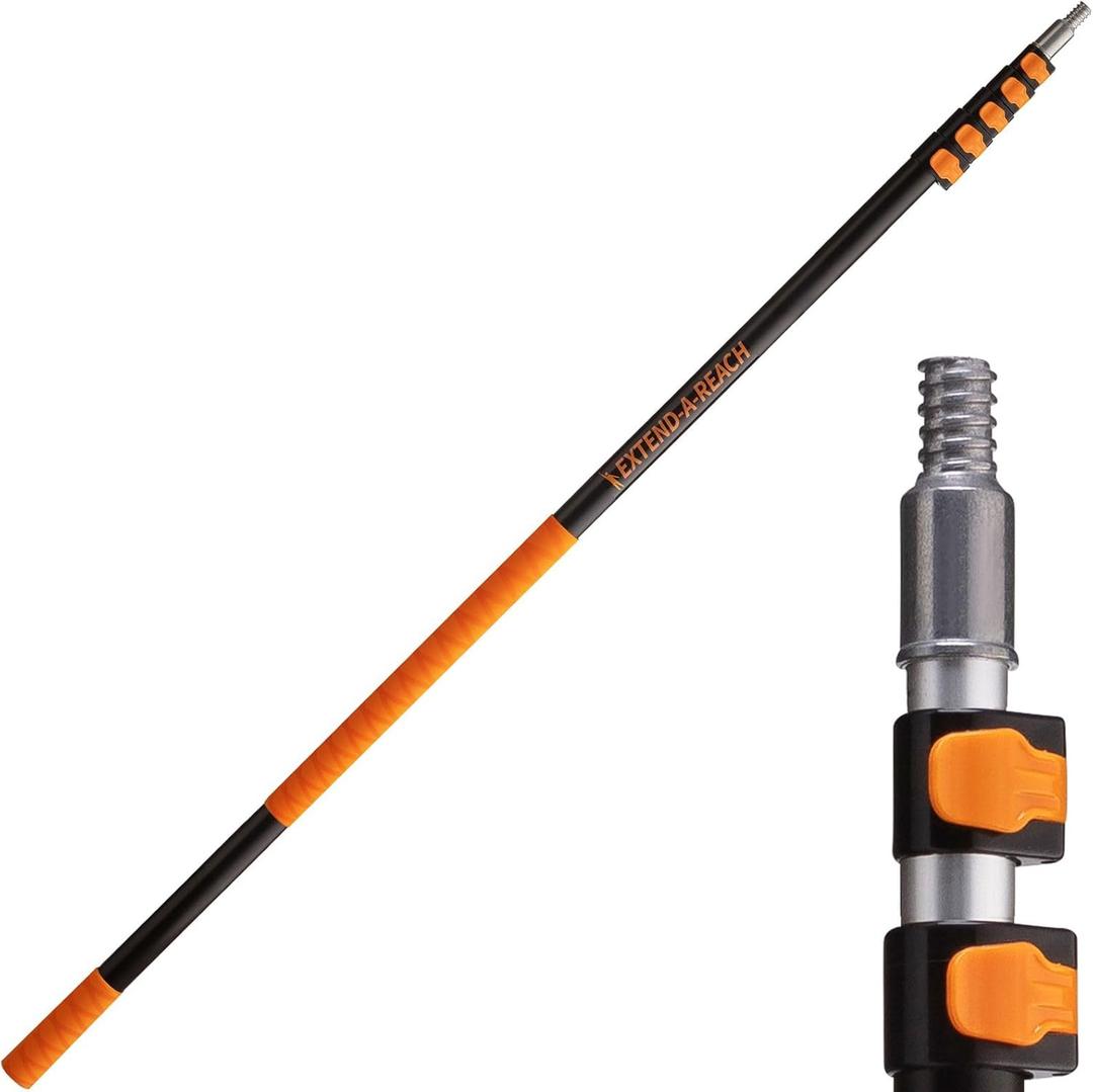 24 ft Long Telescoping Extension Pole // Multi-Purpose Extendable Pole with Universal Twist-on Metal Tip // Lightweight and Sturdy // Best Telescopic Pole for Painting, Dusting and Window Cleaning With Random Rod That's Counting
