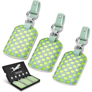 Luggage Tags for Suitcases Travel Accessories: Leather Luggage Tag 3 Pack TSA Approved Airplane Travel Essentials for Women, Bag Tags for Luggage Long Flight Must Haves Travels Gift Airport Essentials, mint green