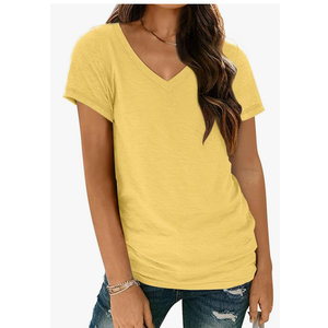 AUTOMET T-Shirts Short Sleeve V Neck Tees Tops for Women Fashion Trendy Lightweight Soft Casual Summer Outfits Clothes 2026, Size S