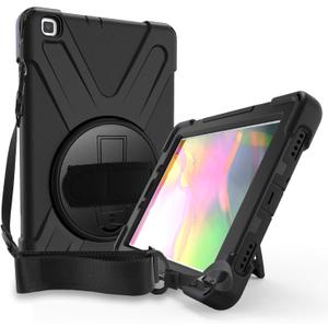Procase Galaxy Tab A 8.0 2019 Case T290 T295, Rugged Heavy Duty Shockproof Rotating Kickstand Protective Cover for Galaxy Tab A 8.0 inch 2019 Without S Pen Model Sm-T290 (Wi-Fi) Sm-T295 (LTE) Black