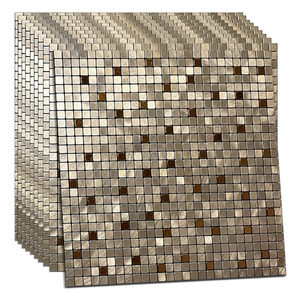 XUANINY 10-Piece Peel and Stick Backsplash for Kitchen Aluminum 3D Wall Sticker Panel Self-Adhesive Metal Mosaic Tile (11.41"x11.41" Bronze)