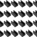 24 Pack Rectangle Plastic Furniture Feet, 10mm U Shaped Chair Legs Tips Protectors Non-Slip Chair Foot Floor Glides Plastic Foot Pads (Black)