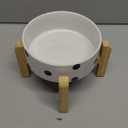 Petygooing Elevated/Raised Ceramic Dog Bowl for Small Breeds, Dog Food Water Dish with Stand,Pet Feeding Bowl with Anti Slip Rubber for Cats and Small Dogs Puppy 13.5 OZ (5.1In / 1.7 Cups) Black Dot