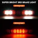 LED Tail Lights + 3rd Third Brake Cargo Lamp for Ford F250 F350 F450 F550 2008-2016 (Fleetside Bed Model), High Mount Stop Light Rear Taillight Assembly, Chrome Housing Red Lens, 3Pcs