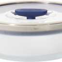 Anyday 4-Cup Microwave Cookware & Glass Container with Glass Lid, Plastic-Free Shallow Food Storage | Stackable Airtight Steamer with Vented Lid for Microwave-Safe Reheating, Steaming Vegetables (Frosted - Blueberry)