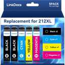 LinkDocs Remanufactured Ink Cartridge Replacement for 212XL Ink Cartridges Work with XP-4100 XP-4105 WF-2830 WF-2850 Printer (2 Black, 1 Cyan, 1 Magenta, 1 Yellow, 5-Pack)