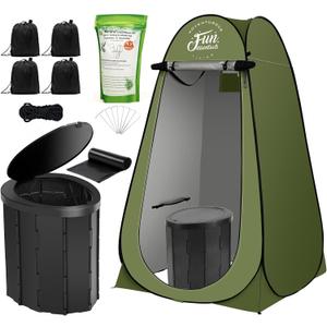 Portable Toilet Kit Adults, Pop Up Privacy Tent, X Large Camping Folding Toilet, 12 bags, 12 pack Liquid Waste Gel, Washable Foldable For Travel,RV, Outdoor