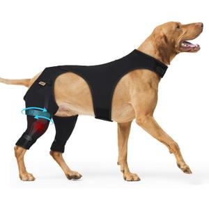 Supet Dog Rear Leg Sleeve to Stop Licking, TPLO Recovery Sleeve After Surgery for Post Surgery, ACL, Leg Wound Protection, with Belly Opening for Male Female Dogs (Right Black,M)
