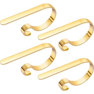 URATOT 4 Pieces Christmas Stocking Holder Hooks Metal Hooks Christmas Stocking Clips Stocking Hanger Hooks, Gold