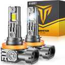 FAHREN H11/H8/H9 LED Bulbs, 50,000LM Brightness, 6500K H9/H8/H16 Low Beam, 10-Year Service Life with Cooling Fan, IP68 Waterproof, Real 1:1 Halogen Mini Size Plug N Play, Pack of 2