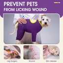 IDOMIK Dog Recovery Suit After Surgery,Long Sleeve Dog Surgical Onesie for Surgery,Soft Breathable Pet Pajamas Anti Shedding,Adjustable Bodysuit Prevent Licking Wound,Cone Collar Alternative,Purple, Large