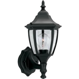 Designers Fountain Waterbury Outdoor Light Fixture, 14.25 Inch Exterior Wall Lantern Sconce for Front Door, Patio and Porch, Black, 2462-BK