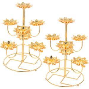 HOMSFOU Candle Holder: Flower Shaped Metal Tealight Stand for Yoga, Buddhism, and Temple Home Decor (2pcs)