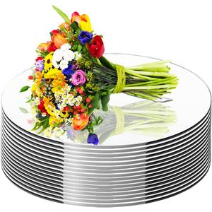 18 Pcs Round Mirror Tiles 10" Acrylic Round Mirror Centerpieces for Wedding Tables Candle Plate Circle Mirrors 12" Wall Mirror Tile for Centerpieces Crafts Valentine Christmas Decorations