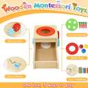 Montessori Toys for 1 Year Old, 6 in 1 Wooden Toys for Baby Boy Girl, Object Permanence Box, Color&Shape Sorting Learning Matching Game, Carrot Harvest, Preschool Educational Gift (new coin box), Medium