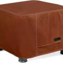 NettyPro Waterproof Ottoman Cover Square 20 x 20 Inch Outdoor Patio Furniture Ottoman Table Cover, Brown