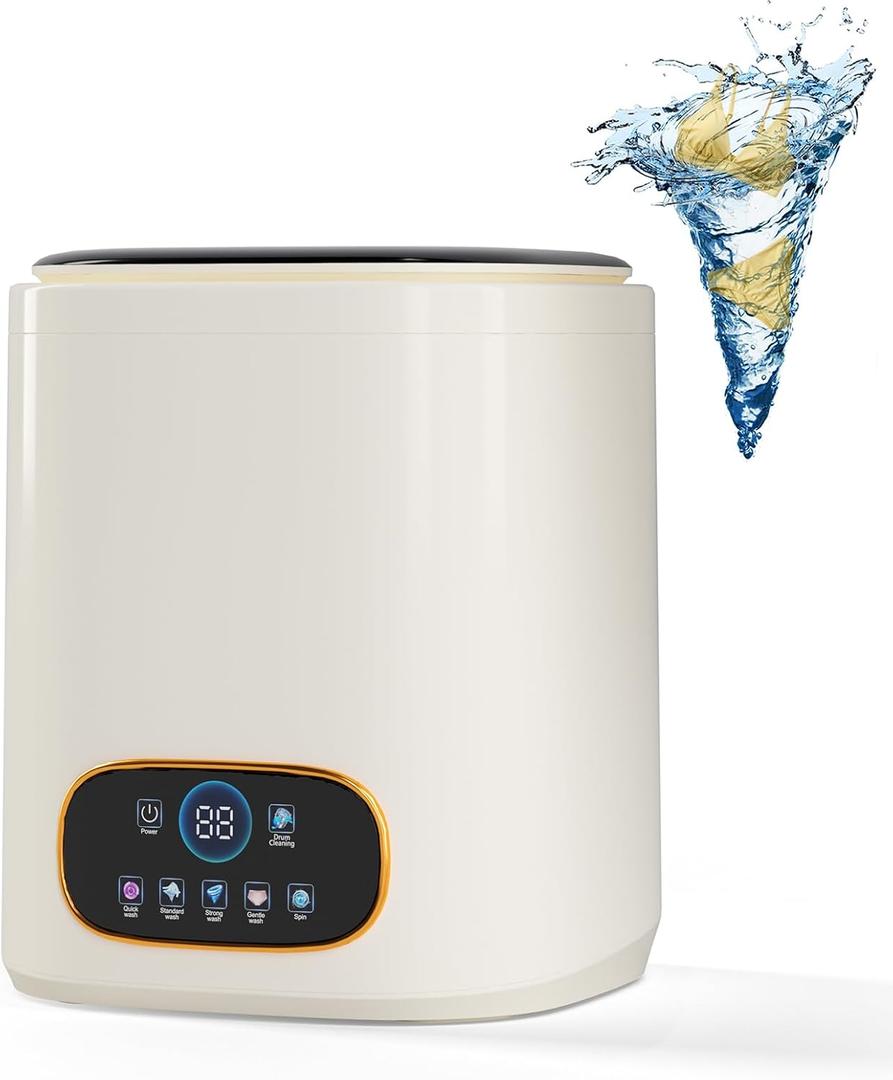 Portable Fully Automatic Washing Machine, 9L Compact Underwear Mini Washer with LCD Touch Control Screen, One-Touch Operation, Easy Installation, Ideal for Apartments, Dorms, RVs & Travel, 110V