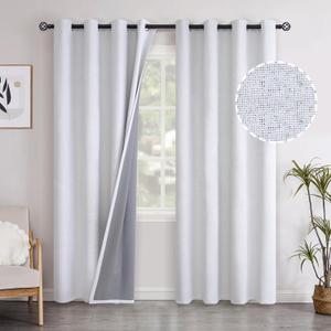 reyish WhiteYoungsTex Linen Blackout Curtains 84 Inch Length for Bedroom, Room Darkening Drapes with Grommet Energy Saving for Living Room Summer Heat, 2 Panels 52 X 84 Inch, 