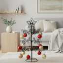 2 FT Jesus Iron Christmas Tree Ornament Display Stand with Hanger Hook Metal Ornament Display Tree Stand Hanger for Jesus Christmas Balls Bauble Decorations Gift Craft Tabletop(Black)