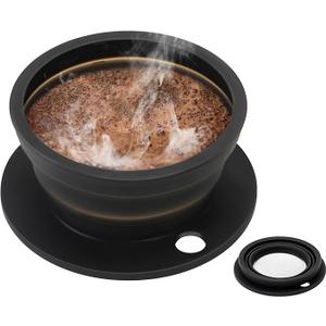 5 x Collapsible Paperless Pour Over Coffee Dripper with Reusable Stainless Steel Coffee Filter, Single Cup Travel Pour Over Coffee Maker Camping, Portable Silicone Drip Coffee Maker Pour Over Brown