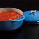 Lodge Essential Enamel Cast Iron Dutch Oven with Lid 7.5 Quart - Oven-Safe Enamel Cookware up to 500 F - Heat-Retaining Braising & Roasting Pot - Non-Toxic Cookware - Carribean Blue